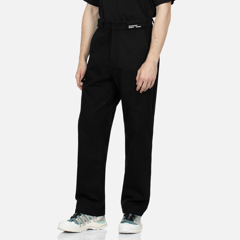 Shop Pantalones Casuales Negros EVISU Hombre Pierna Recta con Estampado Gaviota Reflectante 2EAGNM3PT5032XXCT