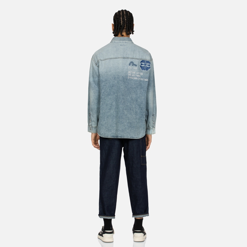 EVISU Seagull Buddha Embroidered  Denim Jeans. 2ESHTM4JE8023BLDN 圖 6