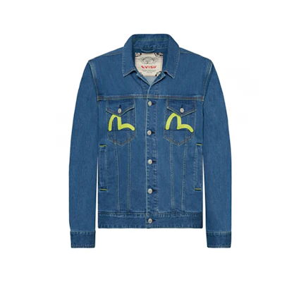 EVISU Seagull Buddha Head Denim Jacket Washed Blue 1EAHTM9DJ110XX