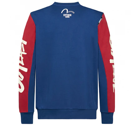 EVISU Seagull Embroidered Colorblock Crewneck Sweatshirt Blue - 1EAGNM9SW366XX Lookbook EVISU Seagull Embroidered Colorblock Crewneck Sweatshirt Blue - 1EAGNM9SW366XX