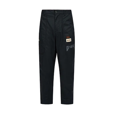 EVISU Seagull Embroidered Logo Print Black Straight-Leg Casual Pants 2ESHTM3PT191RXCT
