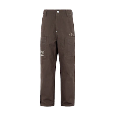 EVISU Seagull Embroidered Wide-Leg Pants Men’s Dark Brown Casual Trousers 2EAGNM2PT212WLCT