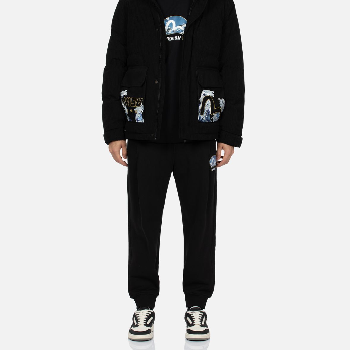 Details for EVISU カモメ刺繍 カジュアルジョガースウェットパンツ ブラック 2EAHTM3SP70753DCT