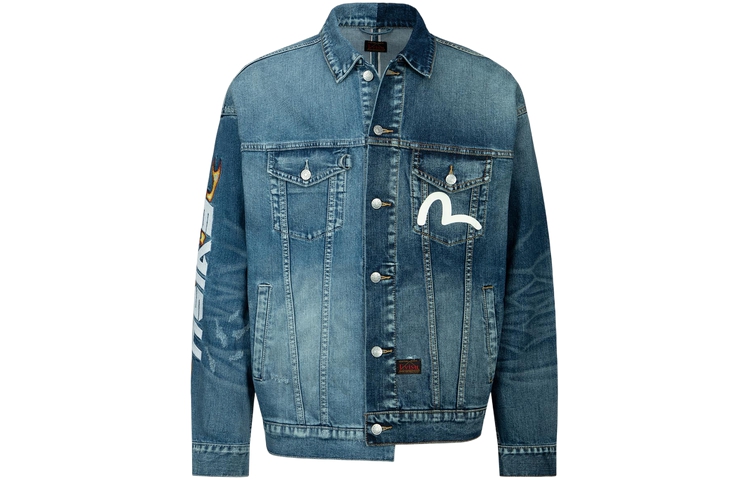 EVISU Seagull Graphic Denim Jacket  Denim Blue 2ESHTM3DJ239LFCT