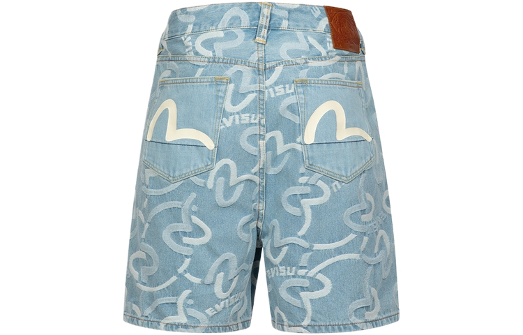 EVISU Seagull Jacquard Wide Denim Shorts for Men 2ESHTM4DS1047OSDN