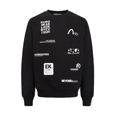 EVISU Seagull Letter Graphic Crewneck Pullover Sweatshirt - 2EAGNM3SW1960RXFL