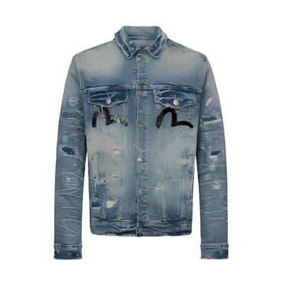 EVISU Seagull Logo Denim Jacket in Blue Jeans 2ESOSM1DJ751XX