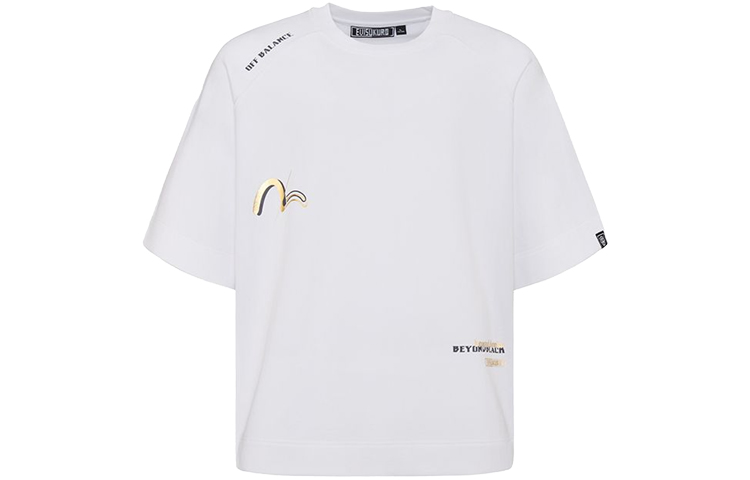 EVISU Seagull Logo Chinese Print Oversized Tee White Unisex 2ESGNM1SW323LF