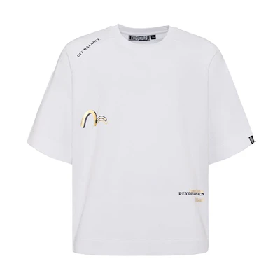 EVISU Seagull Logo Chinese Print Oversized Tee White Unisex 2ESGNM1SW323LF