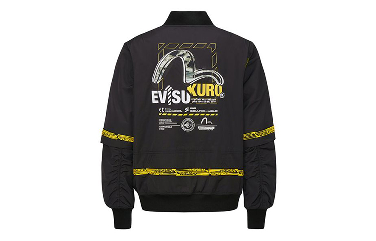 EVISU Seagull Logo Embroidered Flight Jacket Black 2EAGNM0JK752XX