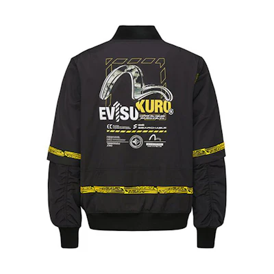 EVISU Seagull Logo Embroidered Flight Jacket Black 2EAGNM0JK752XX