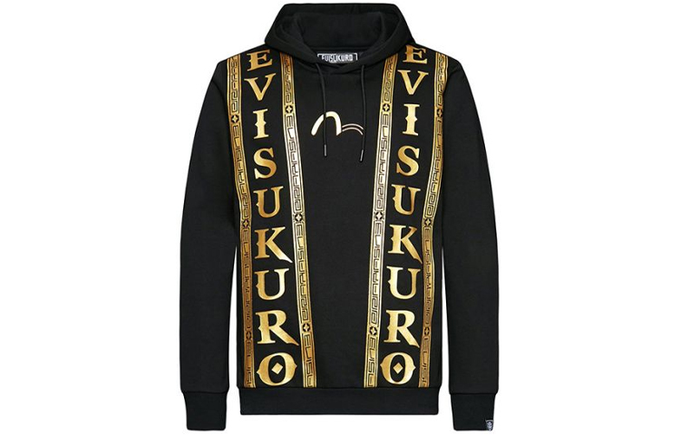 EVISU Seagull Logo Print Black Sweatshirt for Men 1EAGNM9SW350XX