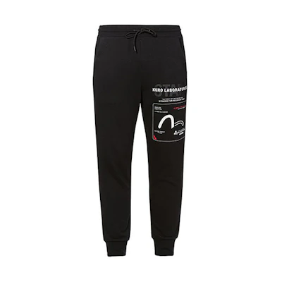 EVISU Seagull Logo Printed Straight Fit Casual Pants for Men in Black. 1EAGNM9SP439XX