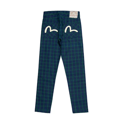 EVISU Seagull Print Checkered Pants Made in Japan Blue Jeans 2EAJXM2JE114SLCTBLUE