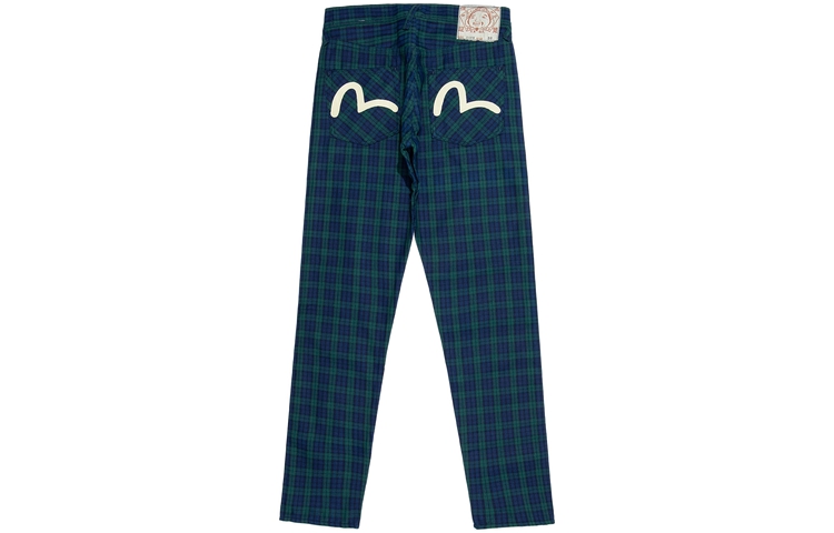 Order EVISU 海鷗印花格紋日本製牛仔褲 藍色裤子 2EAJXM2JE114SLCTBLUE