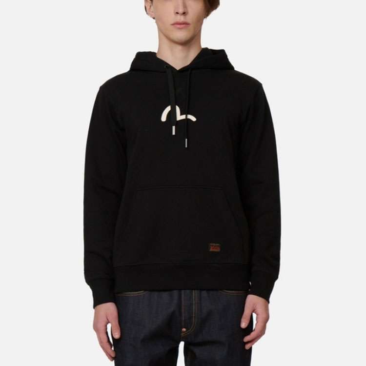 Shop EVISU 海鷗印花套頭衫 - 黑色 0ELBSM0SW323XXCT