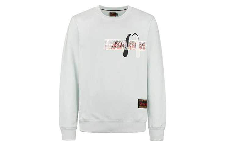 EVISU Silver Gray Double "M" Logo & Sticker Print Crewneck Sweatshirt Men 2EAHTM0SW397XX