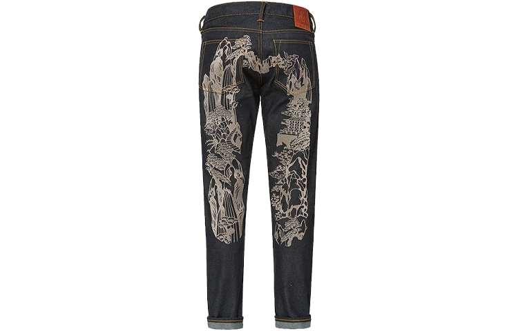 Lookbook EVISU Slim Fit Jeans Azul con Bordado M Grande y Diseño de Paisaje. 2ESHTM1JE90610