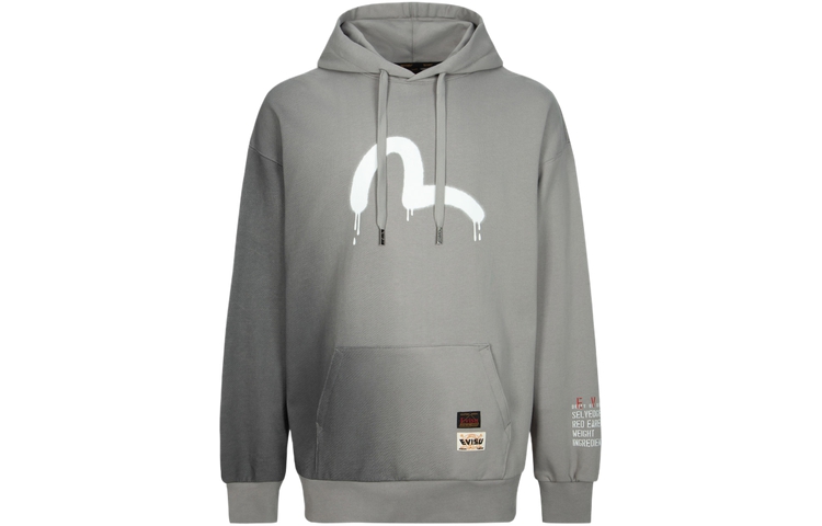 EVISU Slogan Print Pullover Sweatshirt Grey 2EAHTM3SW8044LFCT