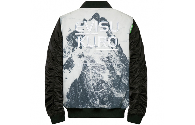 EVISU Snow Mountain Patchwork Bomber Jacket Black/White 1EAGNM9JK794XX