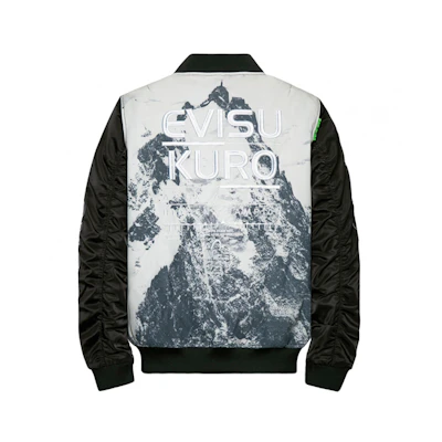 EVISU Snow Mountain Patchwork Bomber Jacket Black/White 1EAGNM9JK794XX