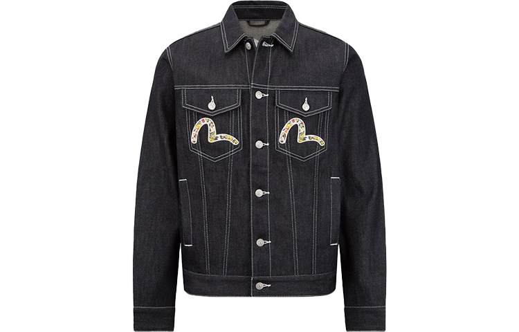 EVISU Solid Color Casual Denim Jacket for Men. 2EAHTM2DJ708XXCT