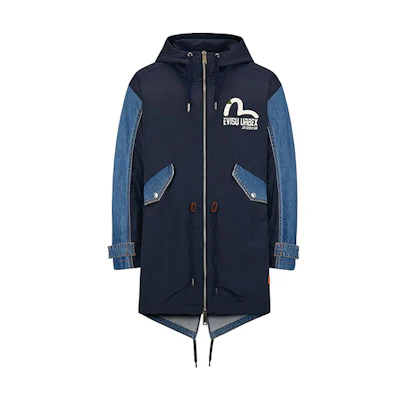 EVISU SS20 Floral & Seagull Print Denim Jacket Blue Denim. 2ESHTM0CT705WV