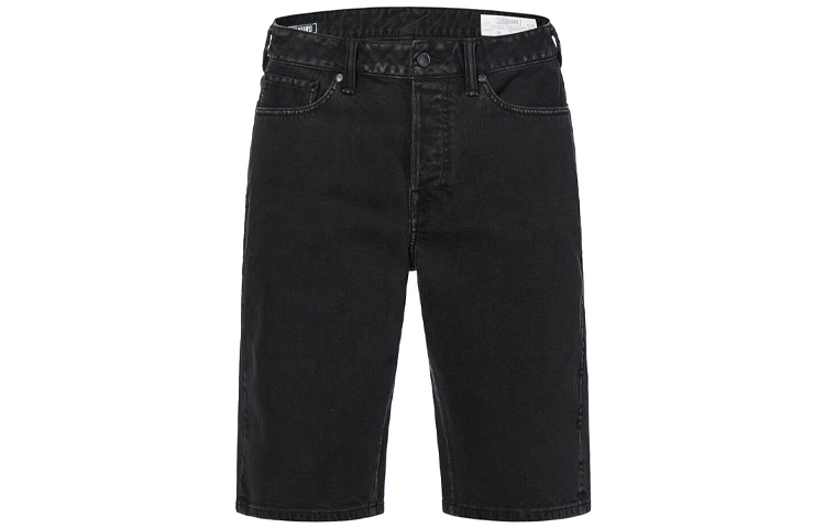EVISU SS20 Hand-Painted Logo Denim Shorts Men Black. 2ESGNM0DS182XX