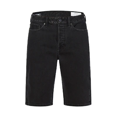 EVISU SS20 Hand-Painted Logo Denim Shorts Men Black. 2ESGNM0DS182XX