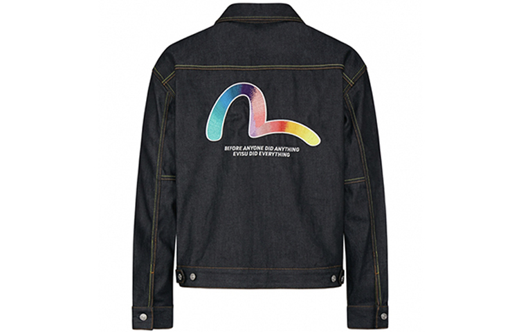 EVISU SS20 Rainbow Seagull Embroidered Denim Pocket Jacket Deep Blue Men. 2ESHTM0DJ702LF 圖 2