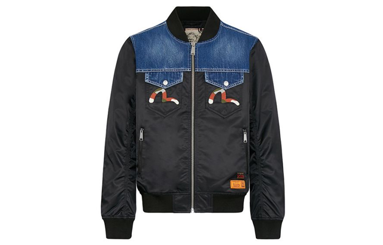 EVISU SS20 Seagull Embroidery Jacket Black Style 2ESHTM0JK708XX