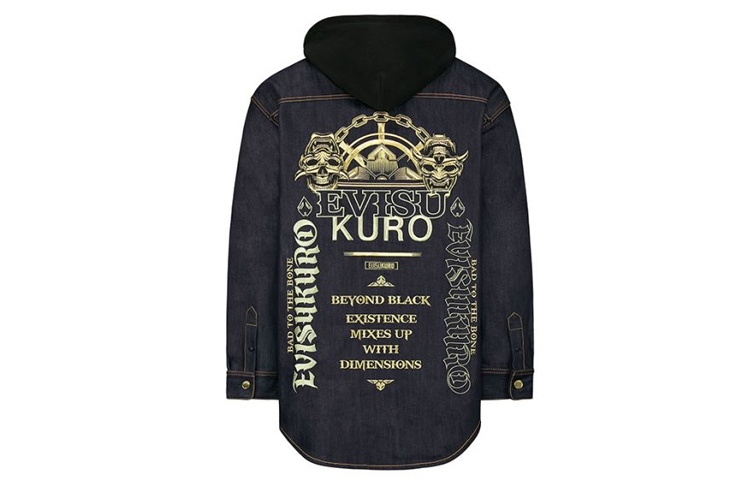 EVISU SS20 Skull Logo Embroidered Denim Jacket  Black 2ESGNM0SJ731OS 圖 2