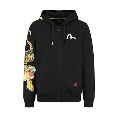 EVISU SS20 Tiger & Seagull Print Hoodie Mens Black 2ESHTM0SW332XX