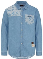 EVISU SS21 Denim Blue Camouflage Big M Long Sleeve Shirt. 2ESHTM1SL164DN EVISU SS21 Denim Blue Camouflage Big M Long Sleeve Shirt. 2ESHTM1SL164DN