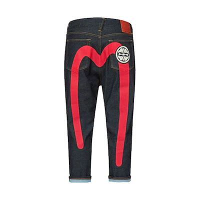 EVISU SS21 Floral Big M Print Cropped Jeans Denim Blue. 2ESHTM1JE90727