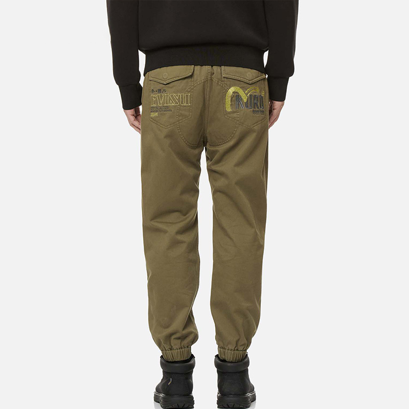 EVISU SS21  Seagull Embroidery Jogger Denim Pants Military Green 2ESGNM1JO153WVOLVX 圖 5