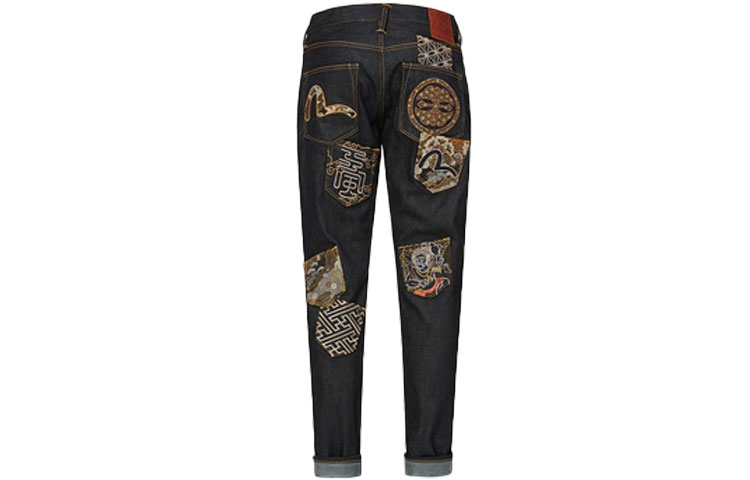 EVISU SS21  Slim Fit Jeans with Brocade & Embroidery in Denim Blue. 2ESHTM1JE10217