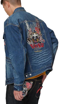 EVISU SS21 Jaket Denim Sulam Motif Buddha Biru. 2ESHTM1DJ717LF Shop EVISU SS21 Jaket Denim Sulam Motif Buddha Biru. 2ESHTM1DJ717LF