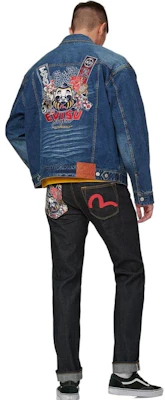 EVISU SS21 Jaket Denim Sulam Motif Buddha Biru. 2ESHTM1DJ717LF Details for EVISU SS21 Jaket Denim Sulam Motif Buddha Biru. 2ESHTM1DJ717LF