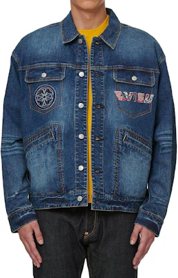 EVISU SS21 Jaket Denim Sulam Motif Buddha Biru. 2ESHTM1DJ717LF Cheap EVISU SS21 Jaket Denim Sulam Motif Buddha Biru. 2ESHTM1DJ717LF