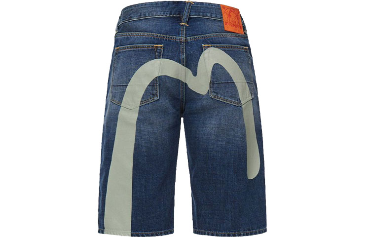 EVISU SS21 Irregular Big M Print Denim Shorts Blue  7/8 Length 2ESHTM1DS207XX