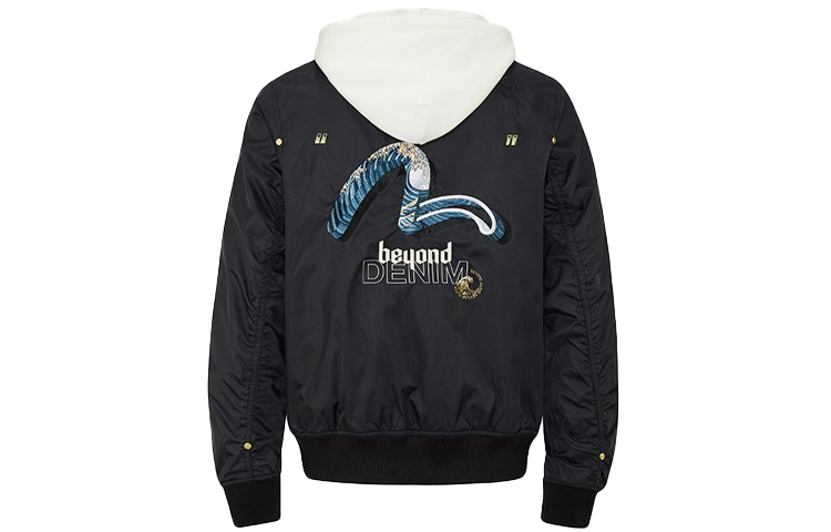 EVISU SS21 Nami Seagull Embroidered Jacket Black . 2ESGNM1JK738XX