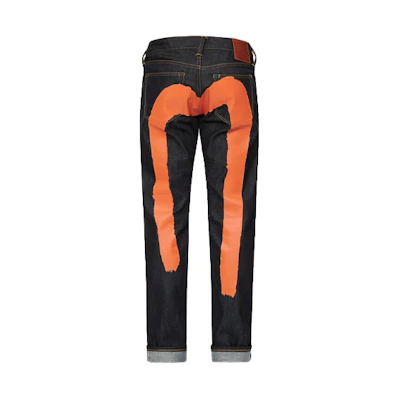 EVISU SS21 Slim Fit Jeans with Orange M Logo - Denim Blue. 2ESECM1JE14110