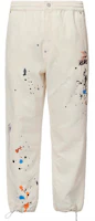 EVISU SS22 Beige Denim Joggers with Solid Color Paint Splatter Design 2ESGNM2JE131FFCP EVISU SS22 Beige Denim Joggers with Solid Color Paint Splatter Design 2ESGNM2JE131FFCP