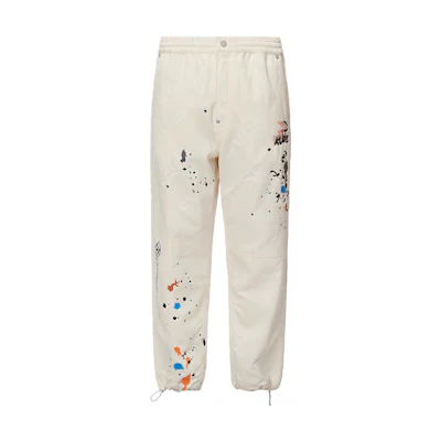 EVISU SS22 Beige Denim Joggers with Solid Color Paint Splatter Design 2ESGNM2JE131FFCP