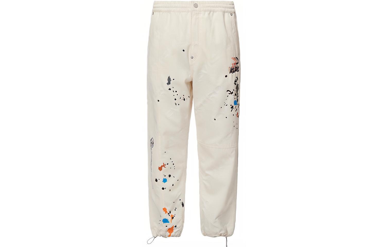 EVISU SS22  Beige Denim Joggers with Solid Color Paint Splatter Design 2ESGNM2JE131FFCP 圖 2