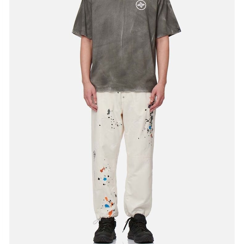 EVISU SS22  Beige Denim Joggers with Solid Color Paint Splatter Design 2ESGNM2JE131FFCP 圖 4