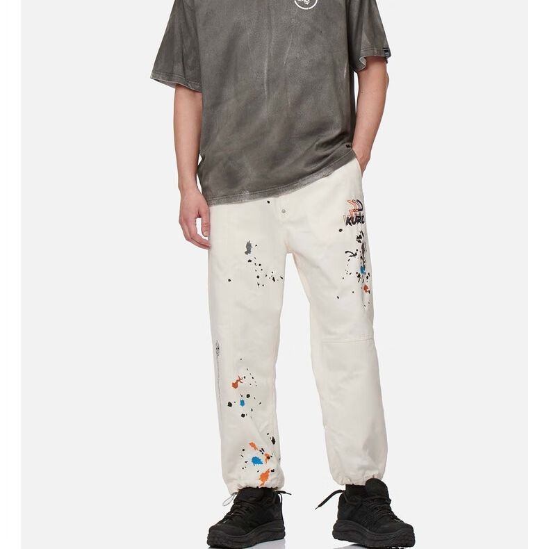 EVISU SS22  Beige Denim Joggers with Solid Color Paint Splatter Design 2ESGNM2JE131FFCP 圖 6