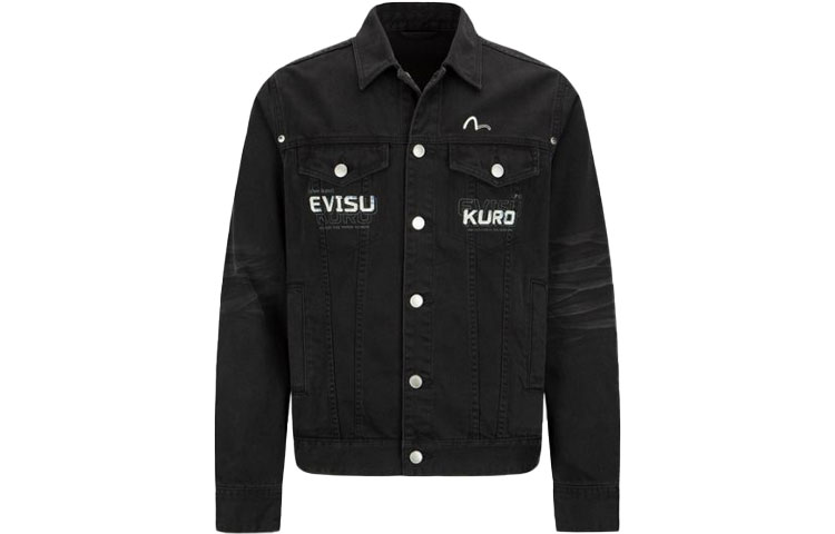 EVISU SS22  Black Denim Jacket with Floral Logo Design. 2ESGNM2DJ735XXCT 圖 3