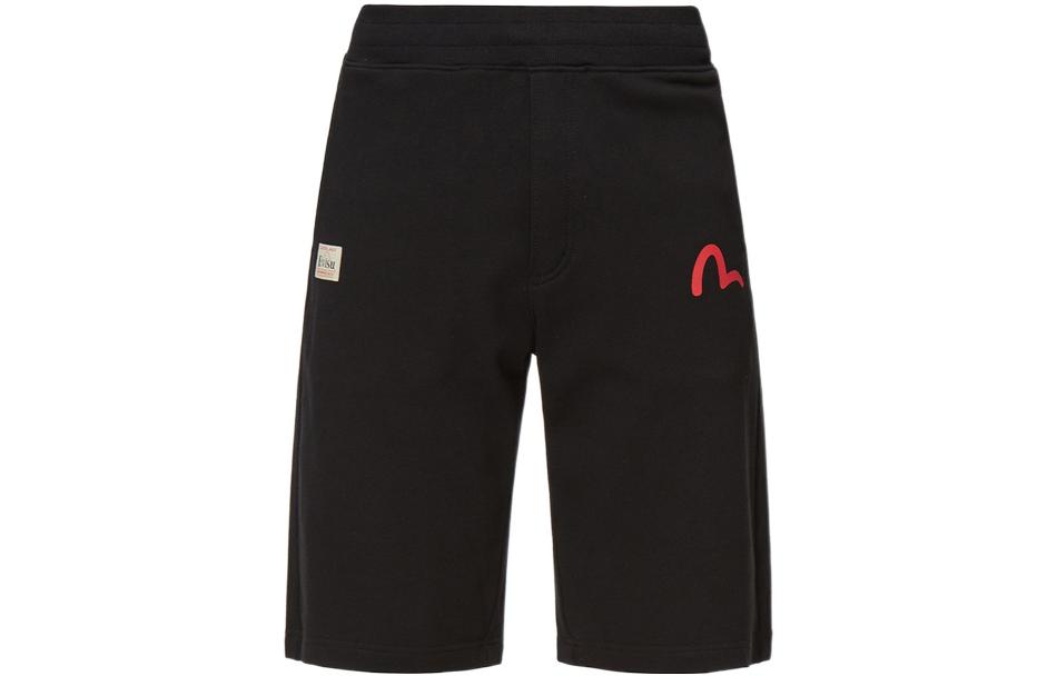Lookbook Pantalones Cortos Casuales Negros EVISU SS22 Fit Relajado Logo Gran M Daruma 2ESHTM2ST326XXCT